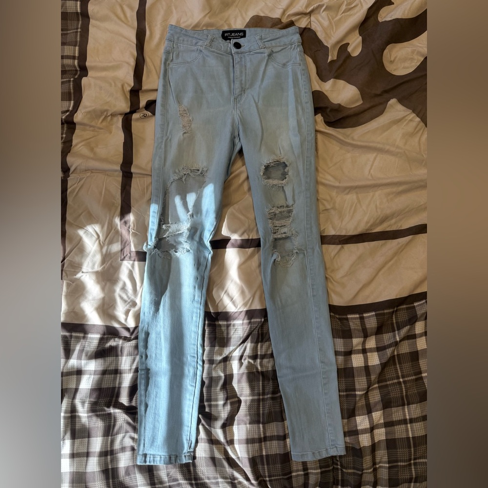FITJEANS Light Blue Distressed Women Jeans